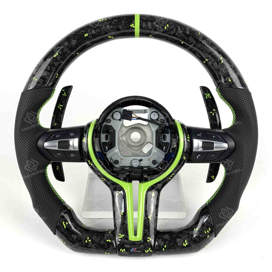 Custom BMW green forged carbon steering wheel