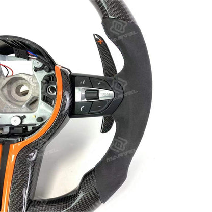 BMW steering wheel Custom carbon fiber LED Alcantara