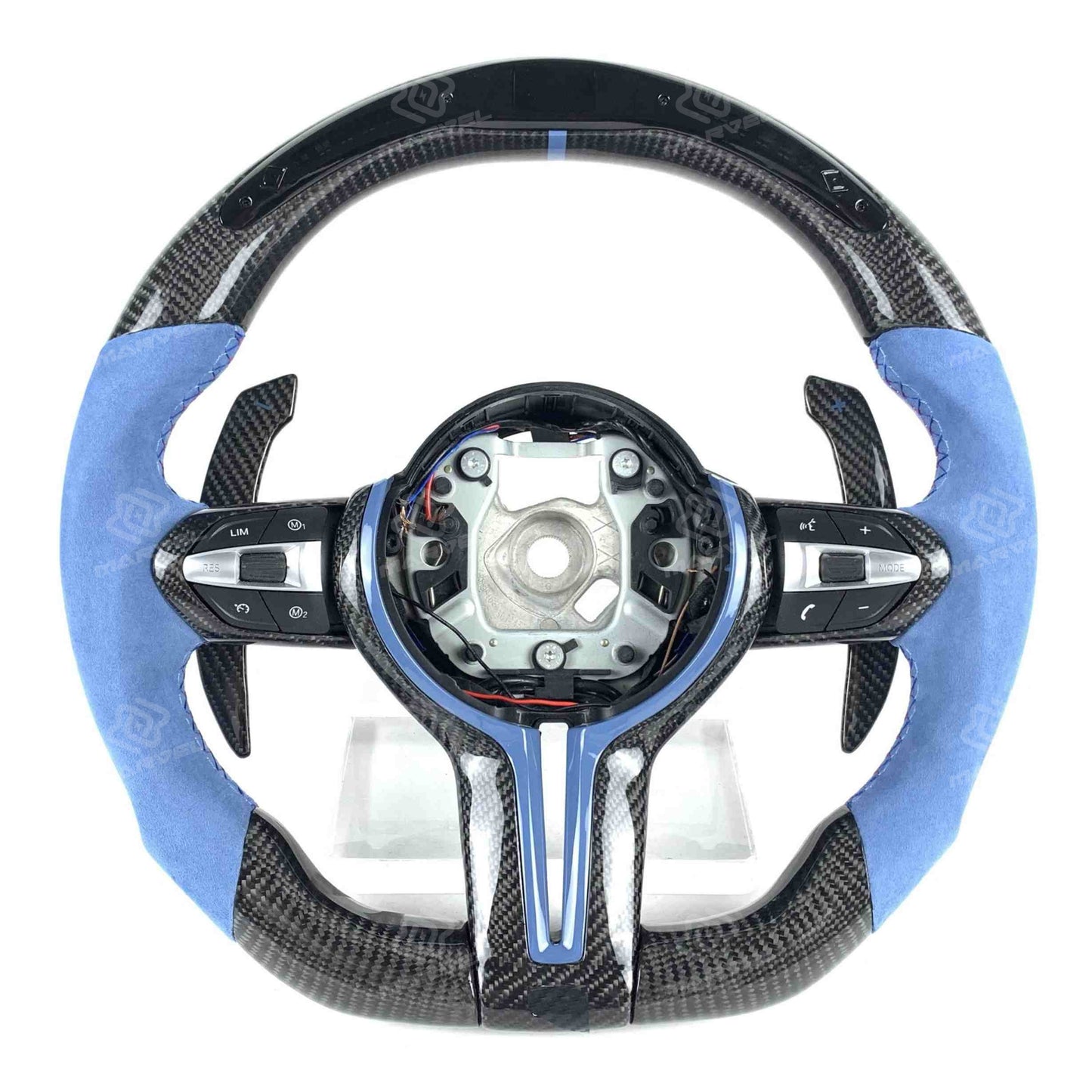 Custom BMW steering wheel colored Alcantara forged carbon LED steering wheel