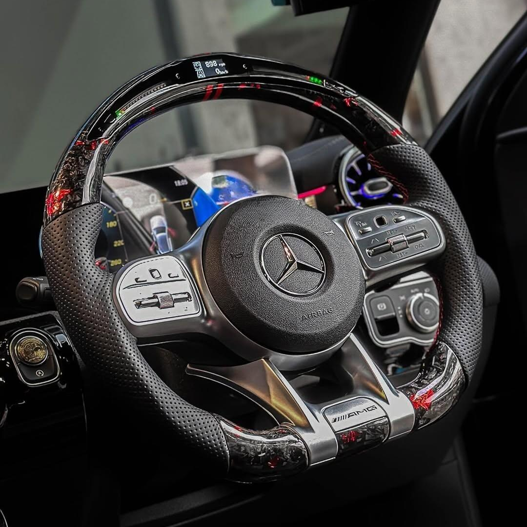Modified LED Carbon Fiber Steering Wheel for Mercedes Benz AMG GT