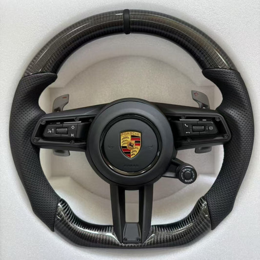 For Porsche GT4 Style Sports Steering Wheel with Real Carbon Fiber and for Alcantara Upgrade for Cayman & TT Models