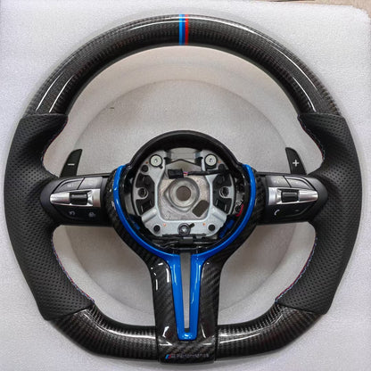 BMW F30 F31 F32 F33 F34 F36 F22 F23 M2 M3 M4 Carbon Fiber and Leather Steering Wheel Custom Fit