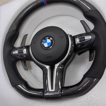 OEM-Style BMW M Performance Steering Wheel – Fit for 3 Series F30/F80 & 5 Series F10 – Carbon Fiber & Leather Trim
