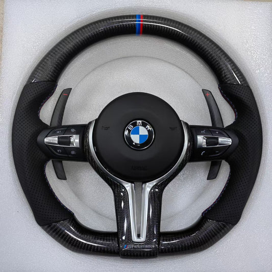 OEM-Style BMW M Performance Steering Wheel – Fit for 3 Series F30/F80 & 5 Series F10 – Carbon Fiber & Leather Trim