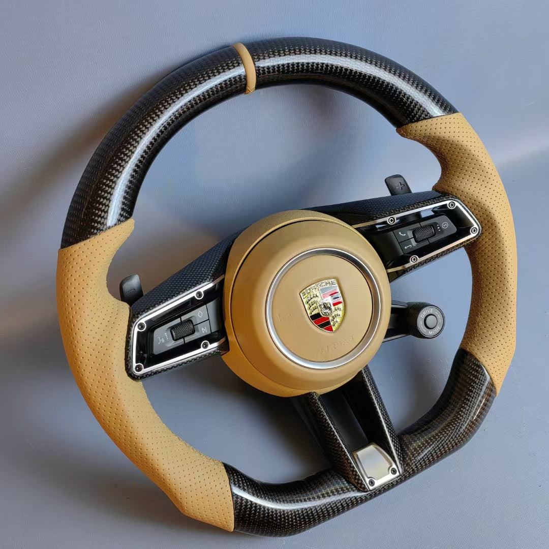 For Porsche GT4 Style Sports Steering Wheel with Real Carbon Fiber and for Alcantara Upgrade for Cayman & TT Models
