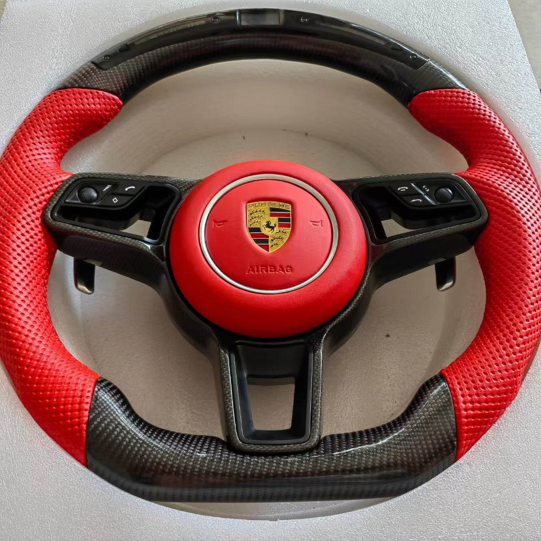LED Steering Wheel Suitable for Porsche 911 718 981 991 Genuine Leather Old Model Upgraded New Model