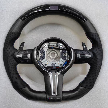 Factory Wholesale Price LED alcantara Carbon Fiber Car Steering Wheel m Performance for BMW F10 Steering Wheel
