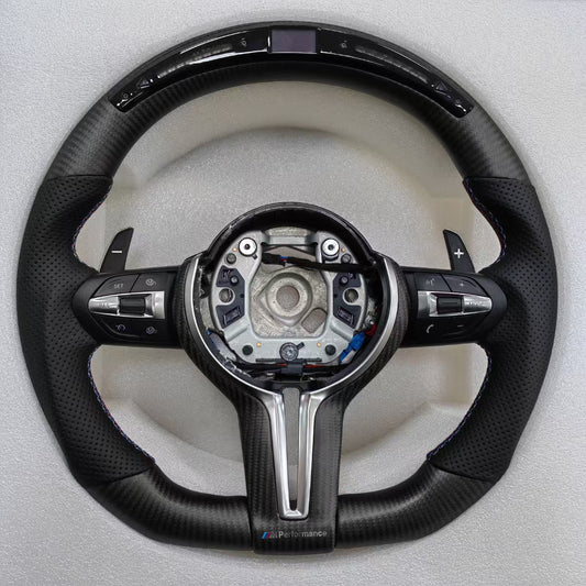 Factory Wholesale Price LED alcantara Carbon Fiber Car Steering Wheel m Performance for BMW F10 Steering Wheel