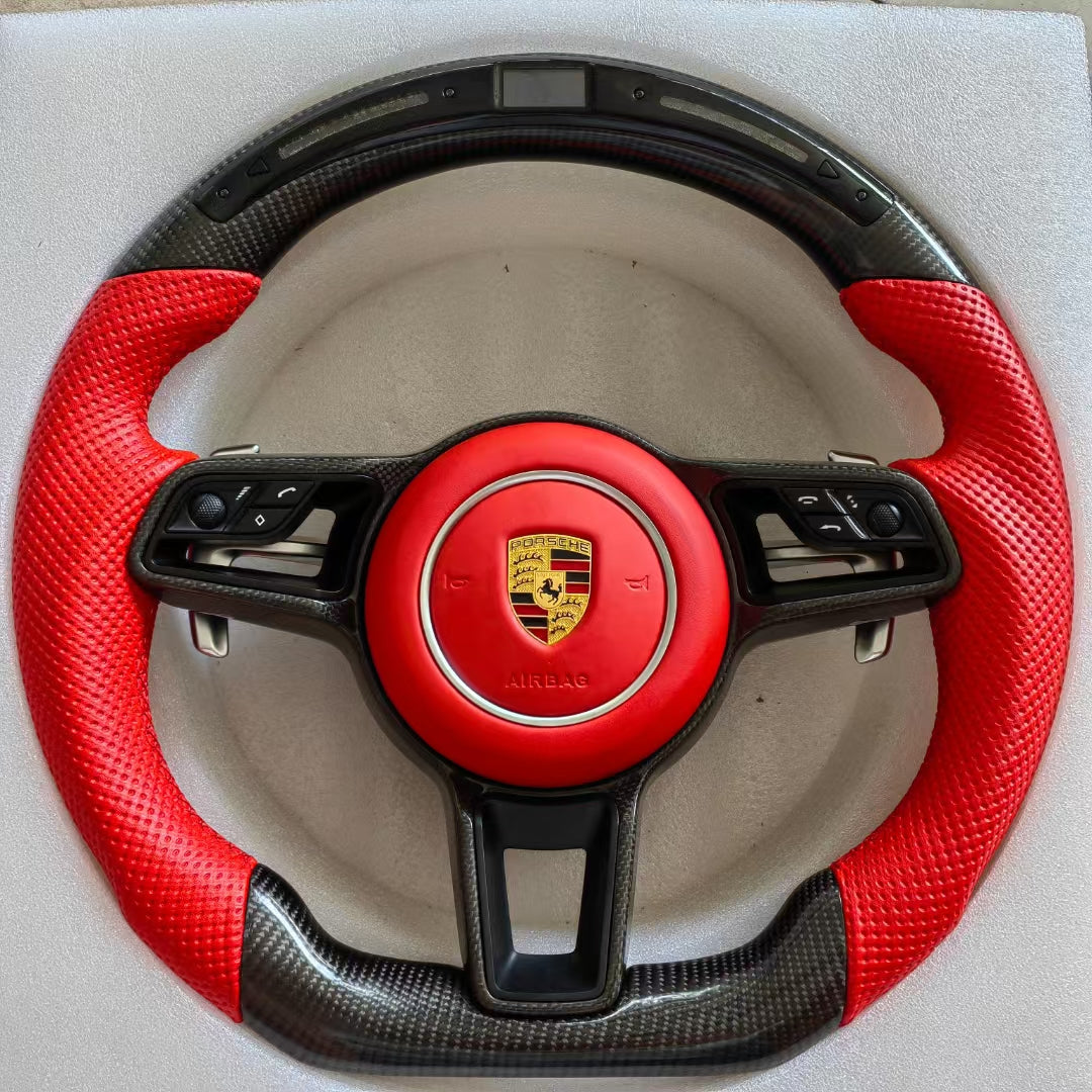 LED Steering Wheel Suitable for Porsche 911 718 981 991 Genuine Leather Old Model Upgraded New Model