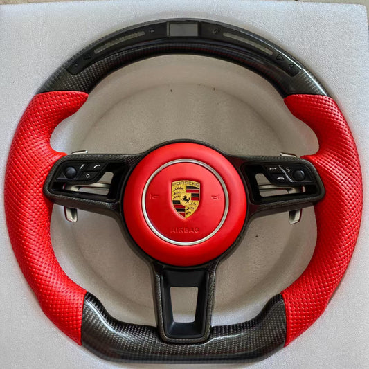 LED Steering Wheel Suitable for Porsche 911 718 981 991 Genuine Leather Old Model Upgraded New Model