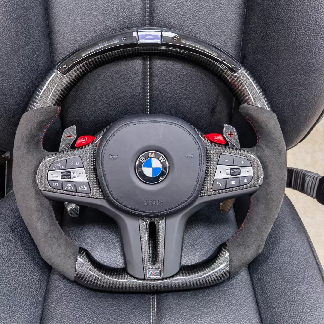 BMW steering wheel carbon fiber + Alcantara + LED + carbon paddles + M1M2 functions