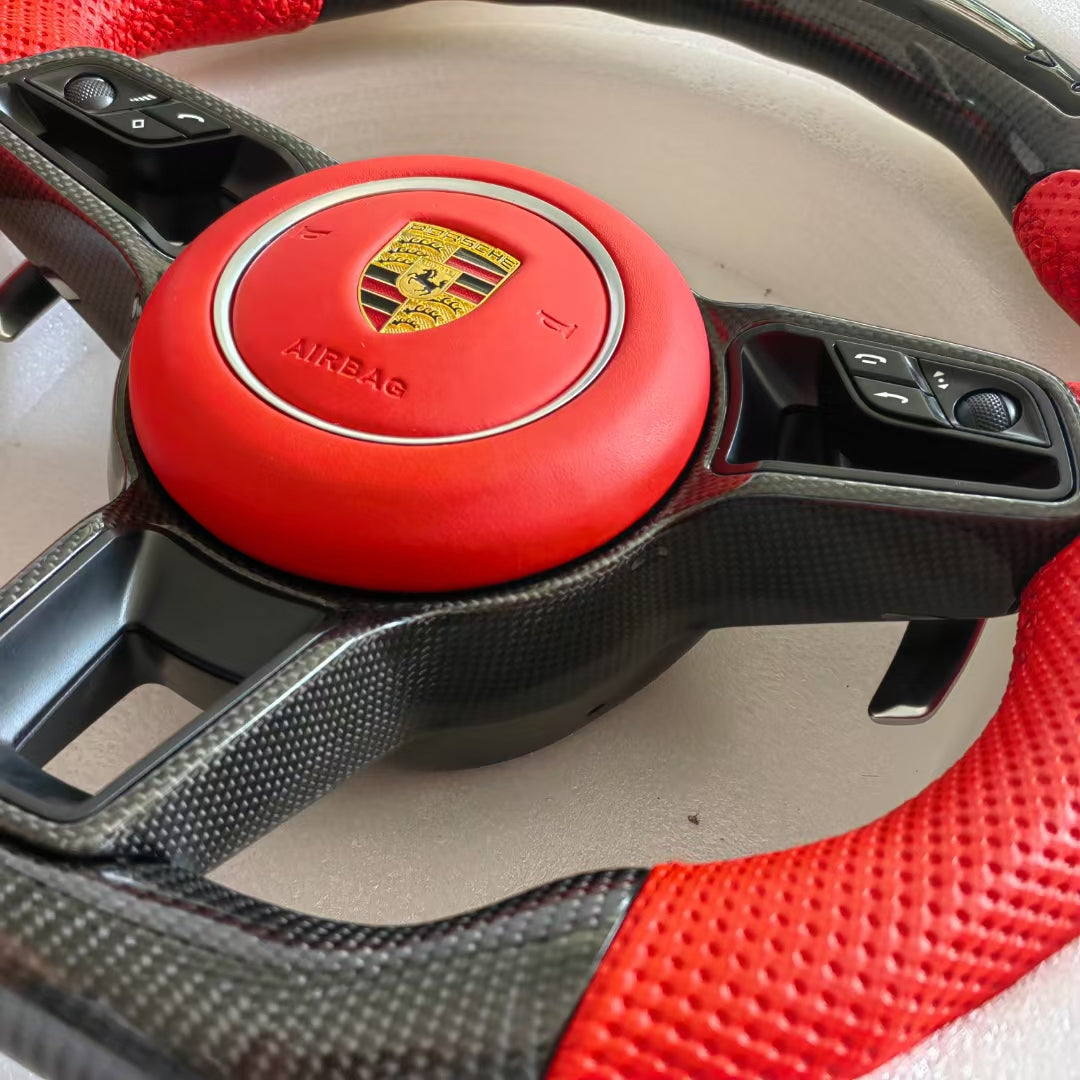 LED Steering Wheel Suitable for Porsche 911 718 981 991 Genuine Leather Old Model Upgraded New Model