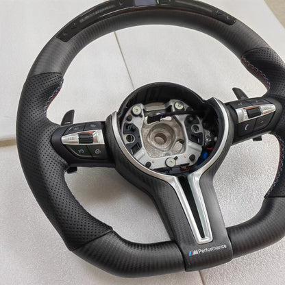 Factory Wholesale Price LED alcantara Carbon Fiber Car Steering Wheel m Performance for BMW F10 Steering Wheel