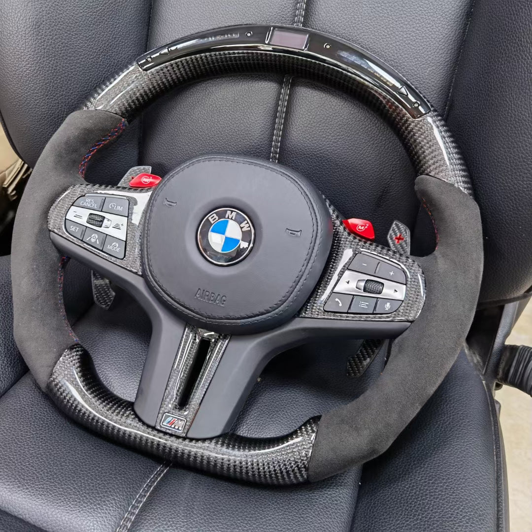 BMW steering wheel carbon fiber + Alcantara + LED + carbon paddles + M1M2 functions