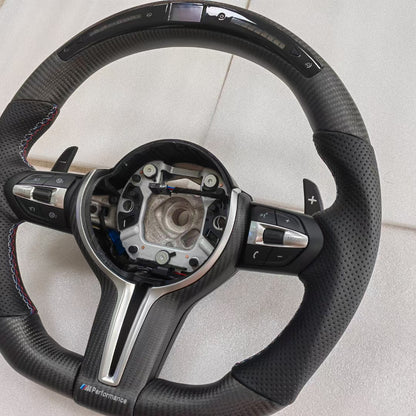 Factory Wholesale Price LED alcantara Carbon Fiber Car Steering Wheel m Performance for BMW F10 Steering Wheel