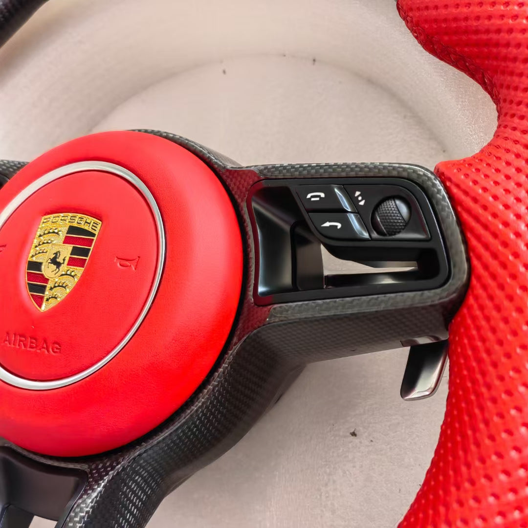 LED Steering Wheel Suitable for Porsche 911 718 981 991 Genuine Leather Old Model Upgraded New Model