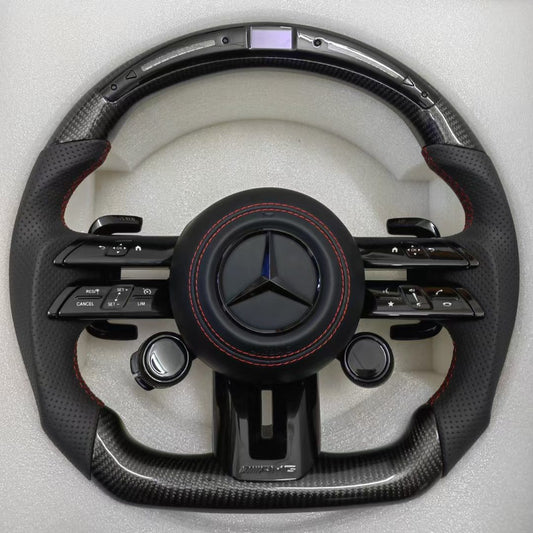 Custom carbon fiber steering wheel with LED and OLED LCD knob for Mercedes-Benz