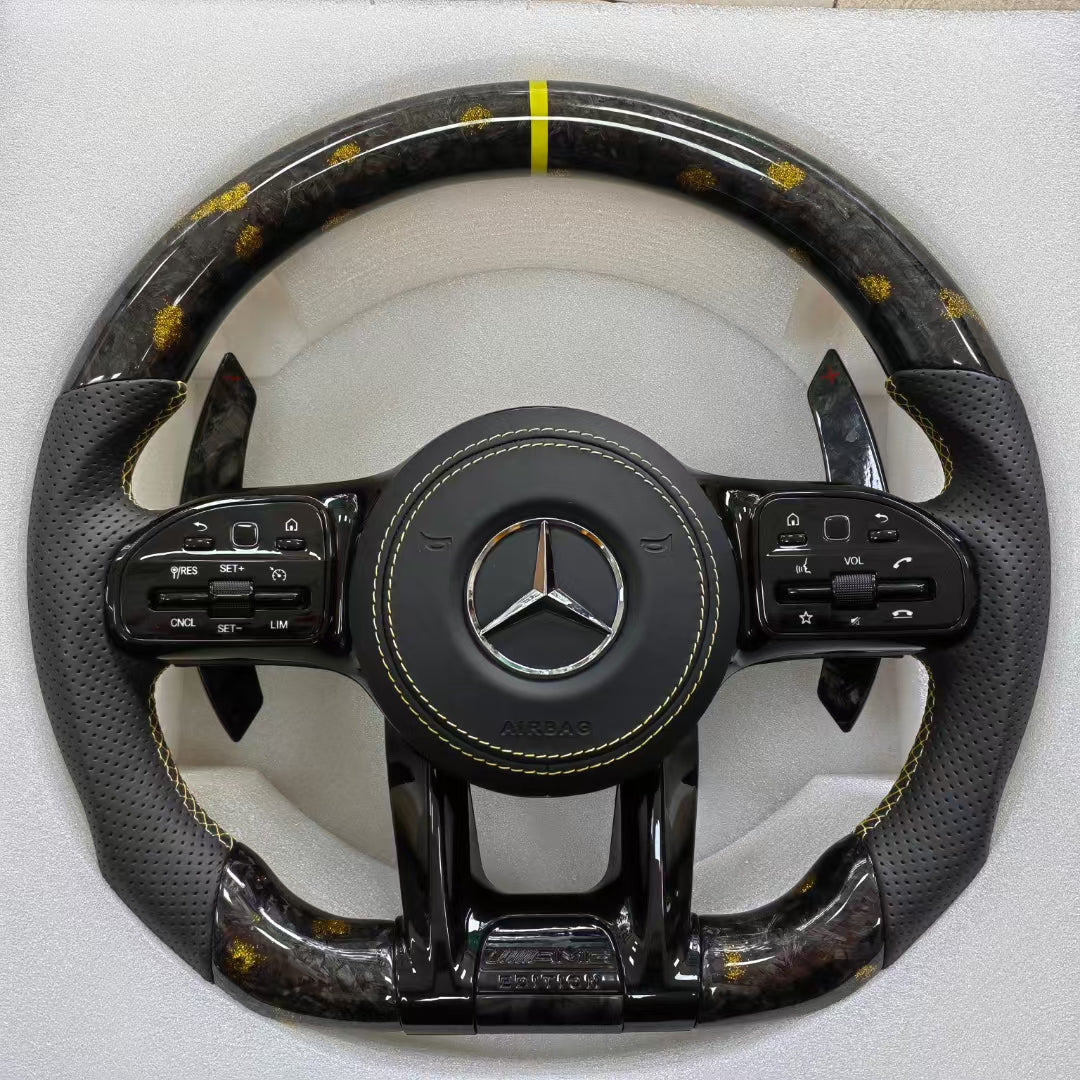 Auto Carbon Fiber Steering Wheel Fit for Benzs GLE GLK GLS W211 W204 W222 S500 A45 Steering Wheel Perforated Leather