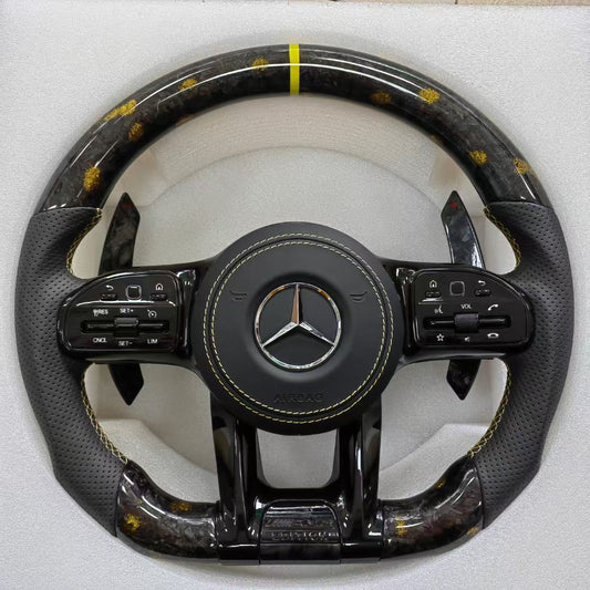 Auto Carbon Fiber Steering Wheel Fit for Benzs GLE GLK GLS W211 W204 W222 S500 A45 Steering Wheel Perforated Leather
