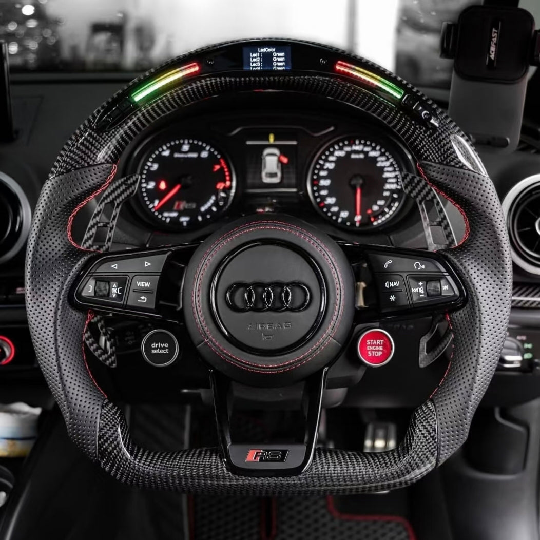 Custom Audi carbon fiber LED steering wheel with two knobs