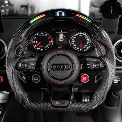 Custom Audi carbon fiber LED steering wheel with two knobs