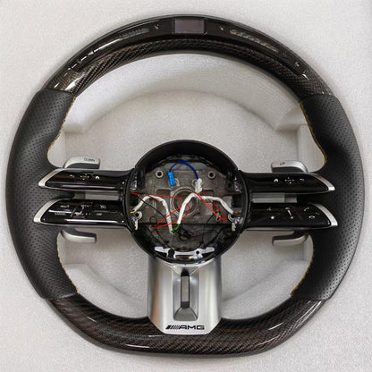 Custom carbon fiber steering wheel with LED and OLED LCD knob for Mercedes-Benz
