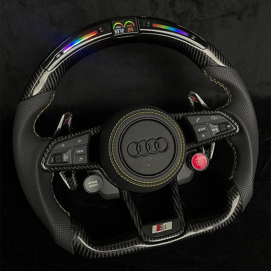 Custom Audi carbon fiber LED steering wheel with two knobs