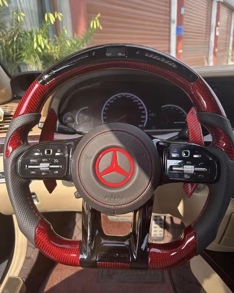 LED Car Steering Wheel for Mercedes Benz AMG A-class B-class C-class E-class S-class GL Series Carbon Fiber Steering Wheel