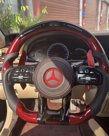 LED Car Steering Wheel for Mercedes Benz AMG A-class B-class C-class E-class S-class GL Series Carbon Fiber Steering Wheel