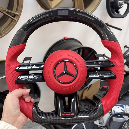 LED Car Steering Wheel for Mercedes Benz AMG A-class B-class C-class E-class S-class GL Series Carbon Fiber Steering Wheel