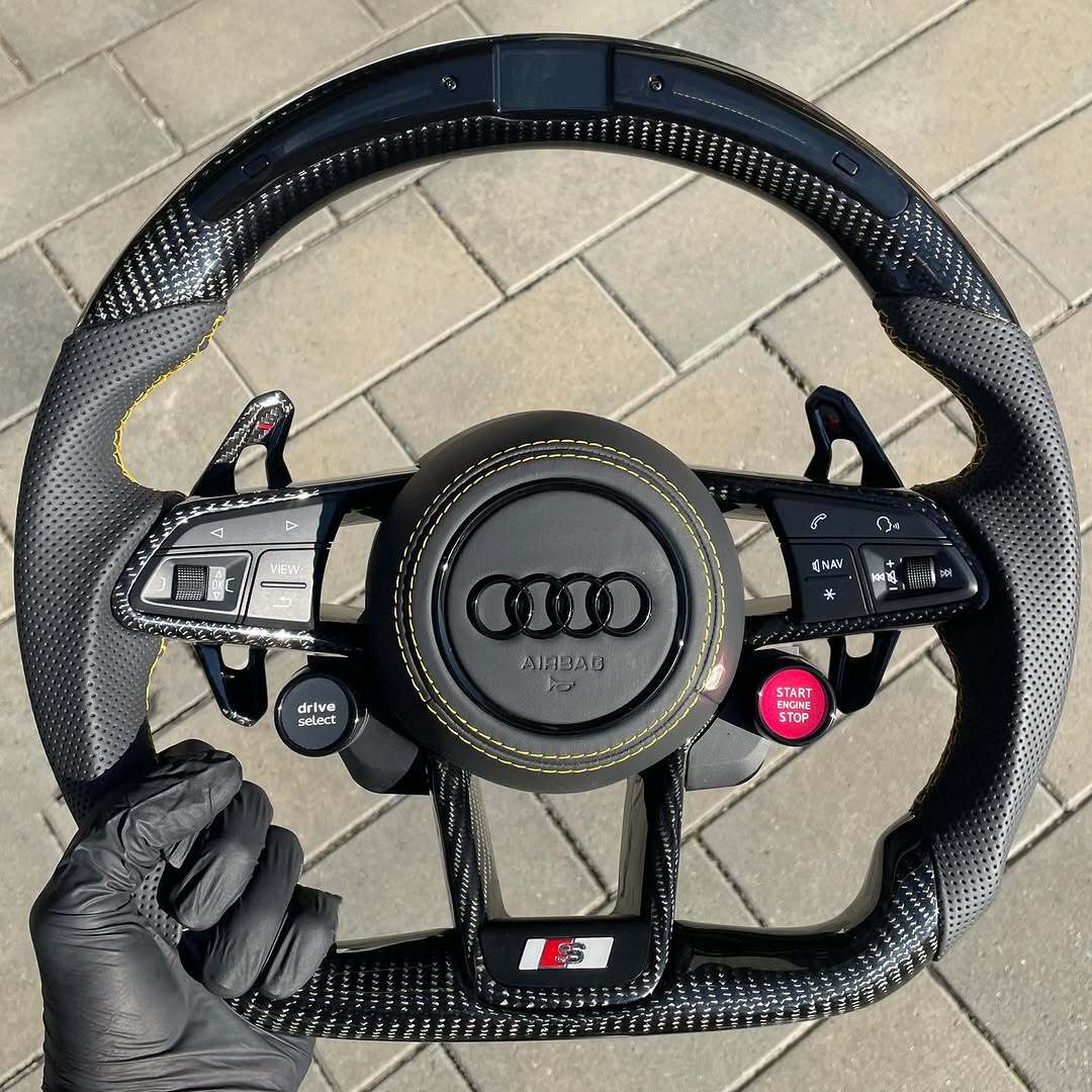 Custom Audi carbon fiber LED steering wheel with two knobs