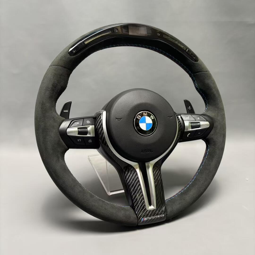 BMW steering wheel Alcantara+LED+Carbon fiber cover