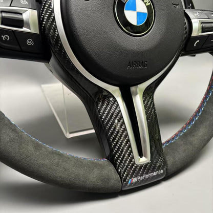 BMW steering wheel Alcantara+LED+Carbon fiber cover