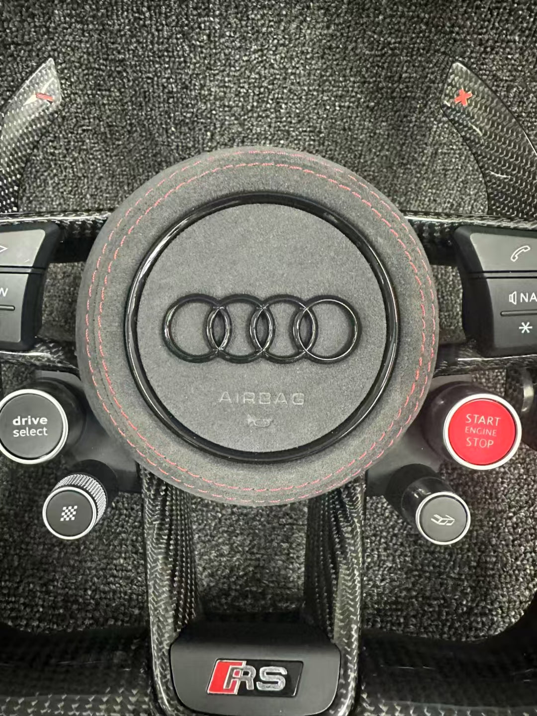 Audi RS Exclusive Racing Steering Wheel | Carbon Fiber + Alcantara + Four-Knob Performance Edition