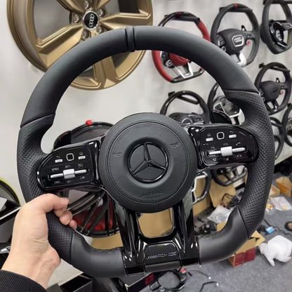 Customizable Leather Sports Steering Wheel Upgrade Fit for AMG GT W205 W212 W176 W211 Models Interior Accessory