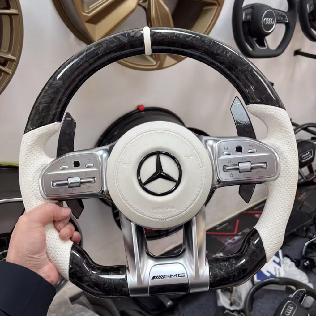 Auto Carbon Fiber Steering Wheel Fit for Benzs GLE GLK GLS W211 W204 W222 S500 A45 Steering Wheel Perforated Leather