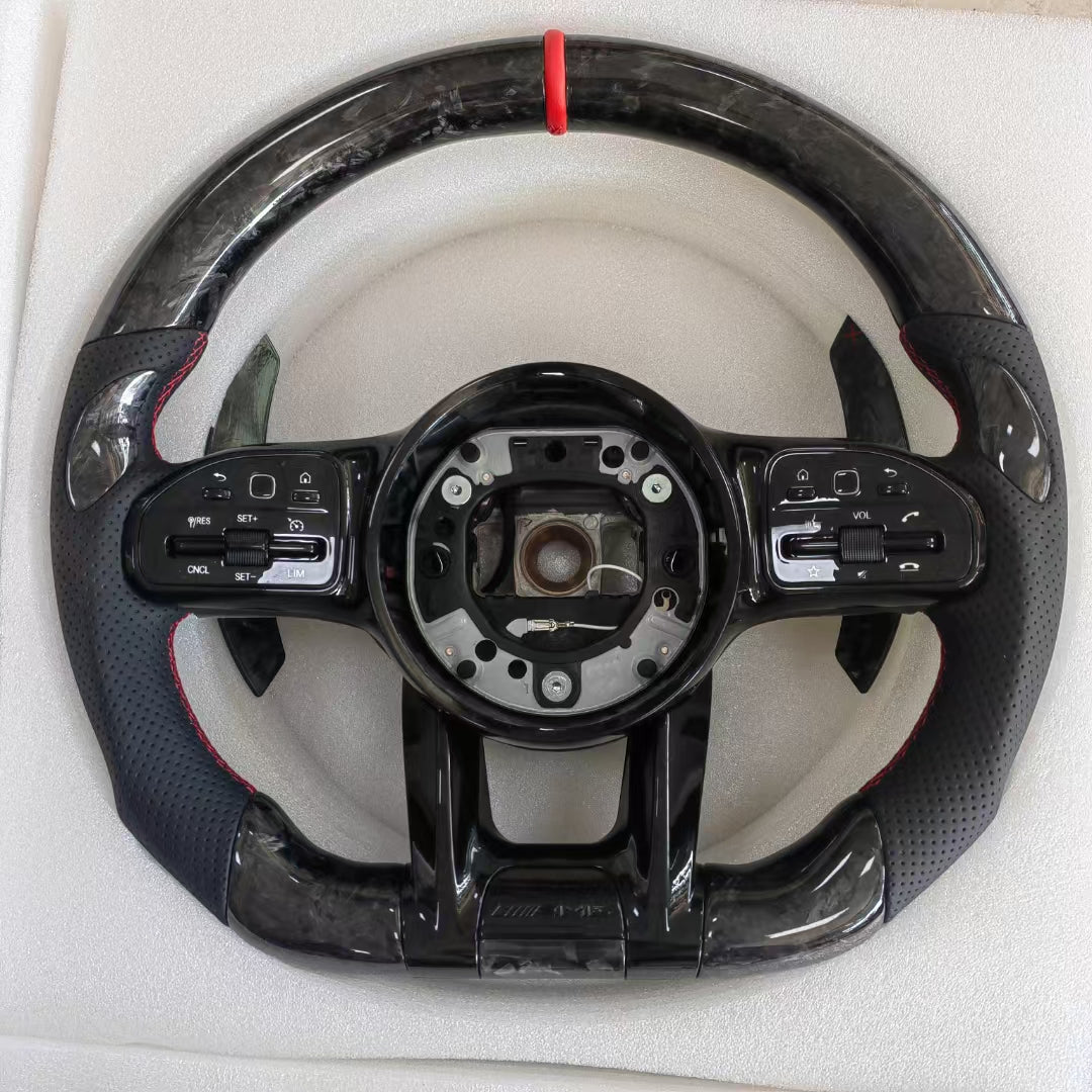 Auto Carbon Fiber Steering Wheel Fit for Benzs GLE GLK GLS W211 W204 W222 S500 A45 Steering Wheel Perforated Leather