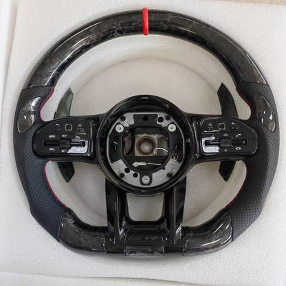 Auto Carbon Fiber Steering Wheel Fit for Benzs GLE GLK GLS W211 W204 W222 S500 A45 Steering Wheel Perforated Leather