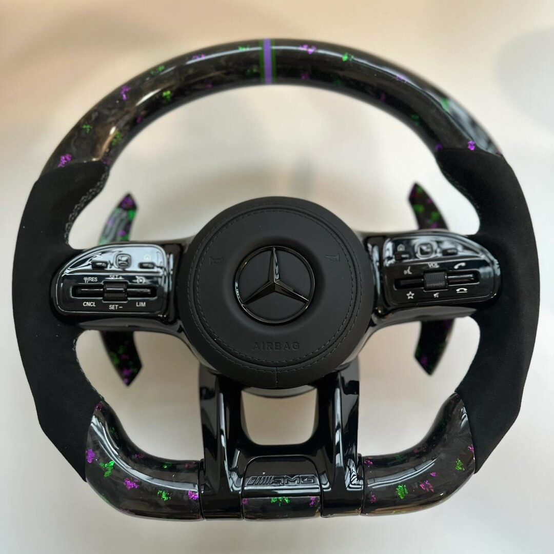 Auto Carbon Fiber Steering Wheel Fit for Benzs GLE GLK GLS W211 W204 W222 S500 A45 Steering Wheel Perforated Leather