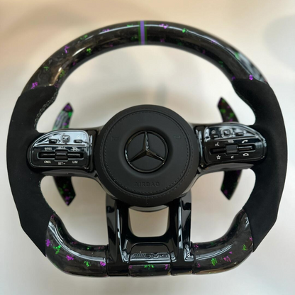 Auto Carbon Fiber Steering Wheel Fit for Benzs GLE GLK GLS W211 W204 W222 S500 A45 Steering Wheel Perforated Leather