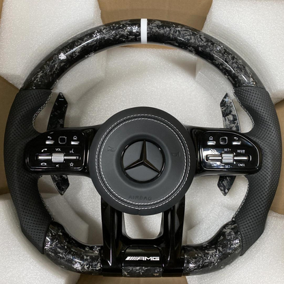 Auto Carbon Fiber Steering Wheel Fit for Benzs GLE GLK GLS W211 W204 W222 S500 A45 Steering Wheel Perforated Leather