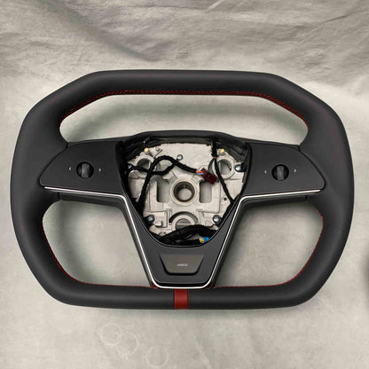 Cybertruck style Nappa leather steering wheel for Tesla model 3/Y/S/X
