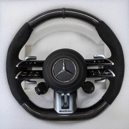 Custom Carbon Fiber Alcantara Steering Wheel for Benz W176 W204 W212 X247 GLA GLB GLE GLS EQV AMG GT Led Steering Wheel