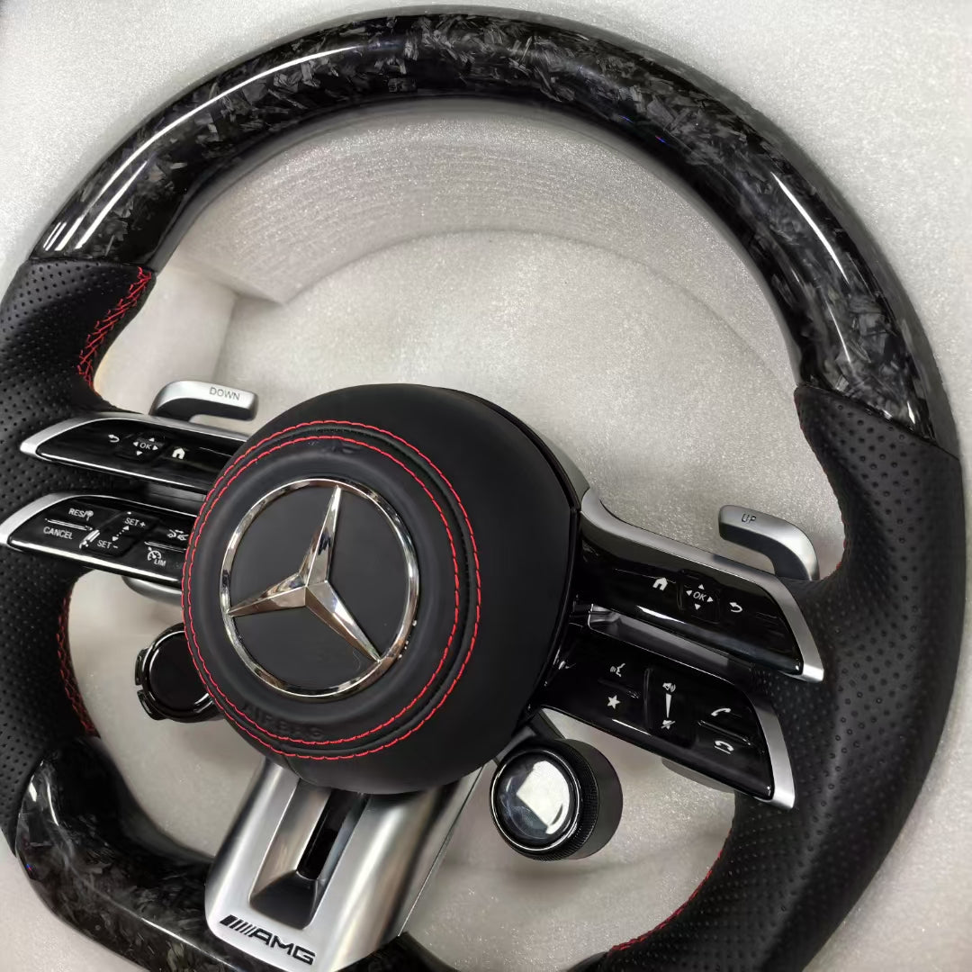 Customized Forged Carbon Car Steering Wheel Assembly with OLED for Mercedes Benz AMG W204 C63 W212 W218 W207 W172 W223