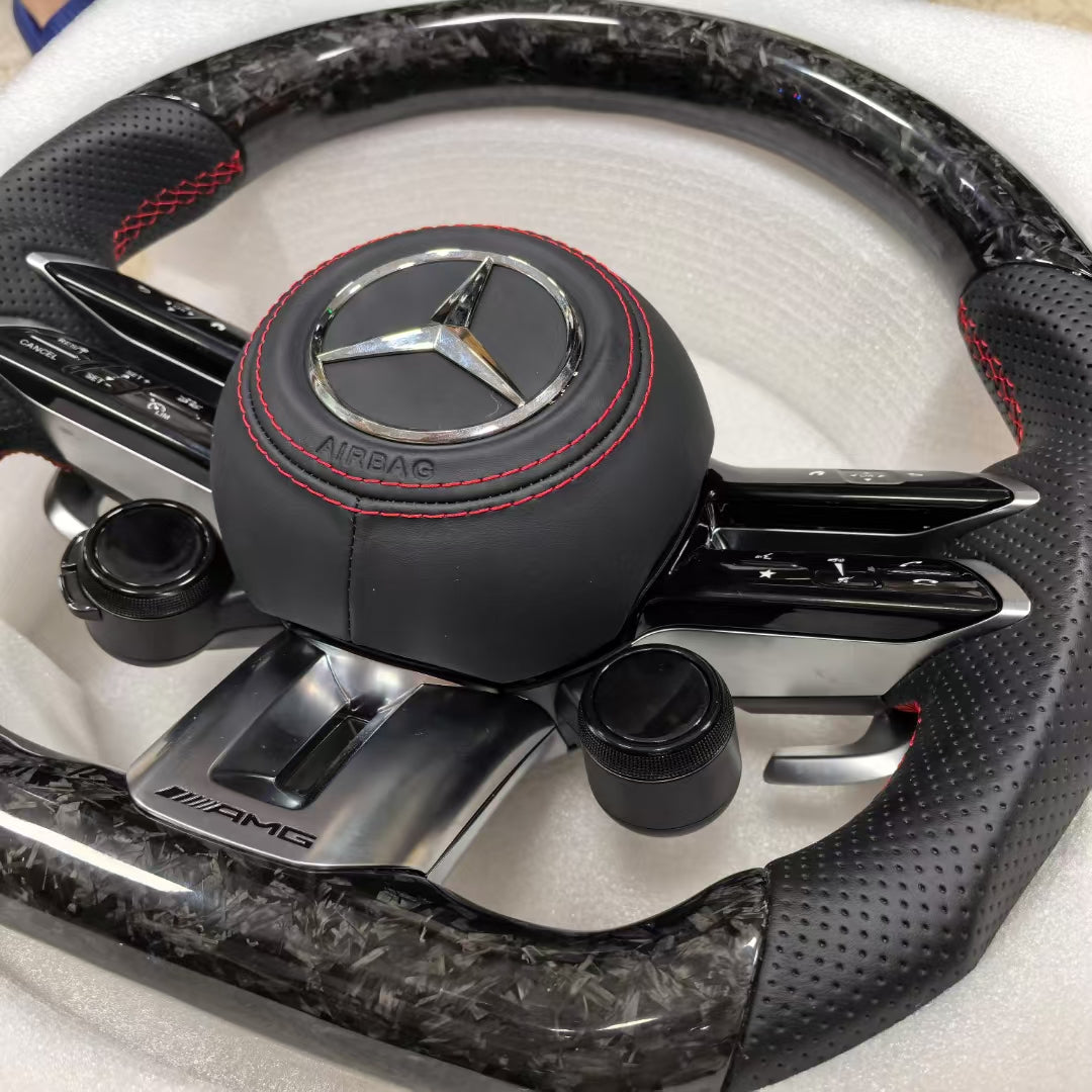 Customized Forged Carbon Car Steering Wheel Assembly with OLED for Mercedes Benz AMG W204 C63 W212 W218 W207 W172 W223