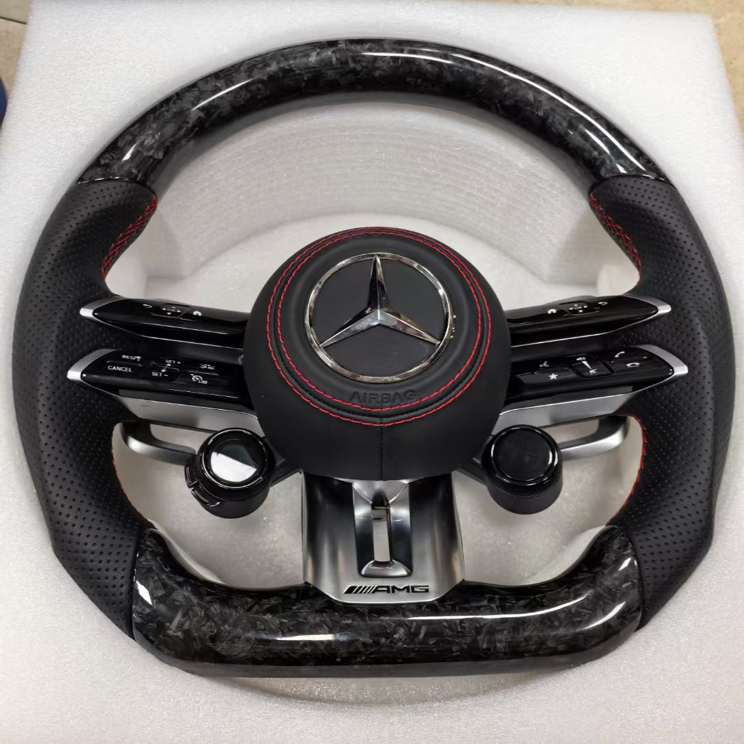 Customized Forged Carbon Car Steering Wheel Assembly with OLED for Mercedes Benz AMG W204 C63 W212 W218 W207 W172 W223