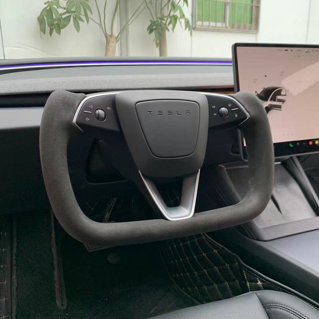 Yoke heated steering wheel with original airbag button for Tesla Model 3 Highland/Model Y Juniper