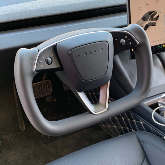 Yoke heated steering wheel with original airbag button for Tesla Model 3 Highland/Model Y Juniper