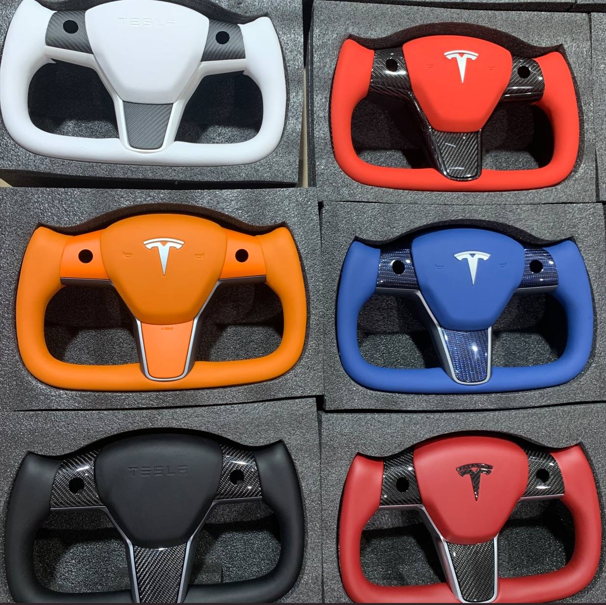 Customized Tesla Colored Nappi Steering Wheel