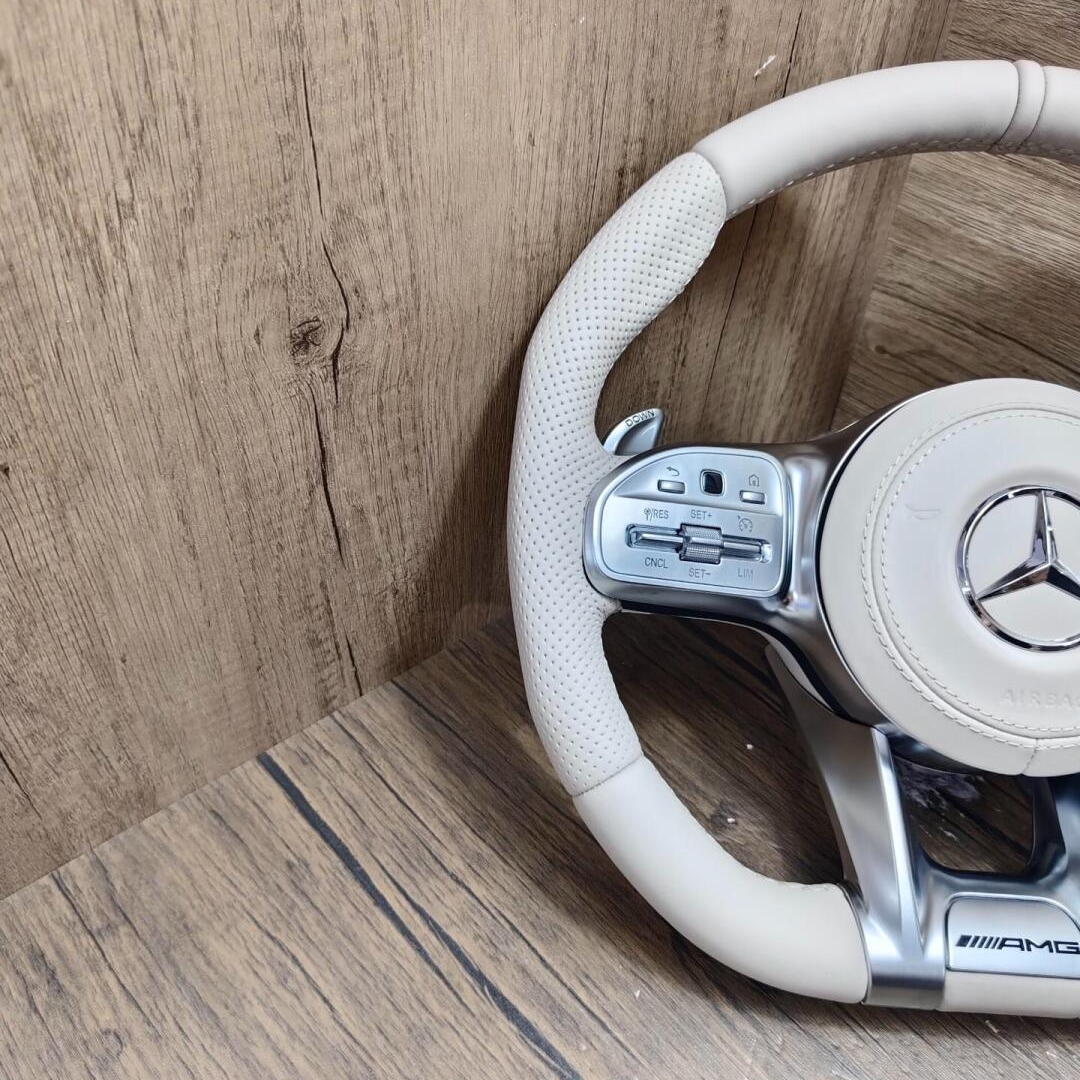 White Half Perforated Leather Carbon Steering Wheel for Mercedes Benz W213 C238 W463 W464 W222 C217 CLS C257 W205 C63 AMG